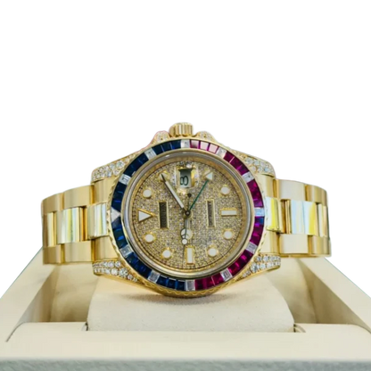 GMT-Master II 40mm Yellow Gold Pepsi Bezel Diamond Set Watch 116718LN