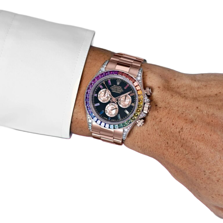 Daytona 116595RBOW Rainbow Rose Gold Black Dial Sapphire Bezel