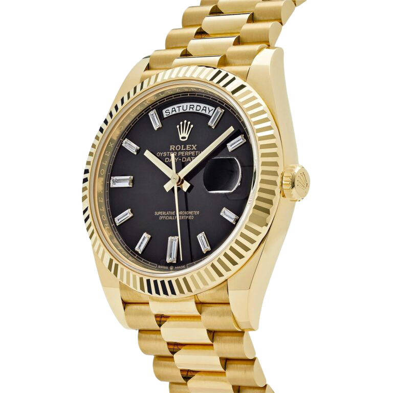 President Day-Date 40mm Black Dial Yellow Gold Diamond Mens Watch 228238