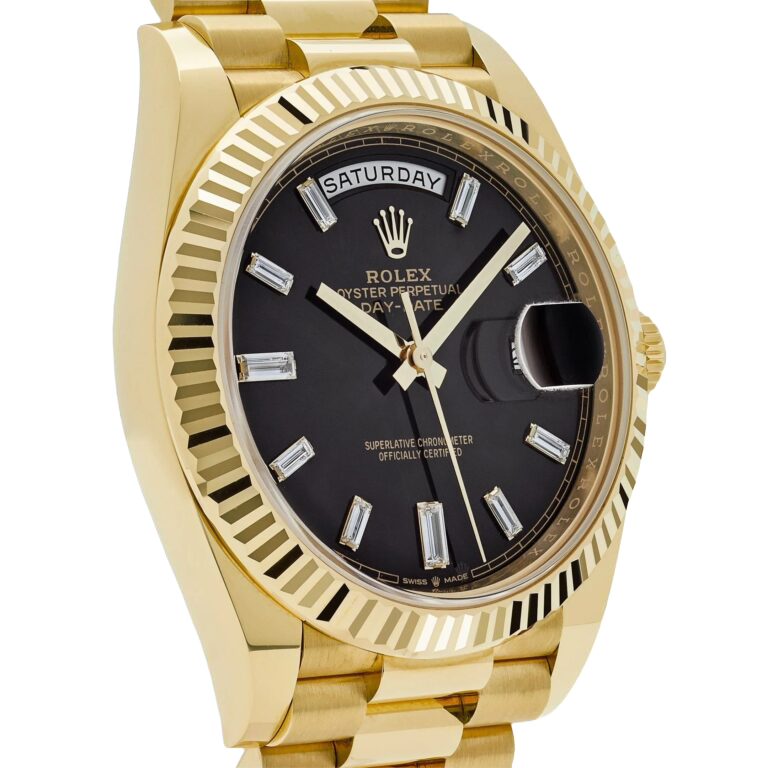 President Day-Date 40mm Black Dial Yellow Gold Diamond Mens Watch 228238