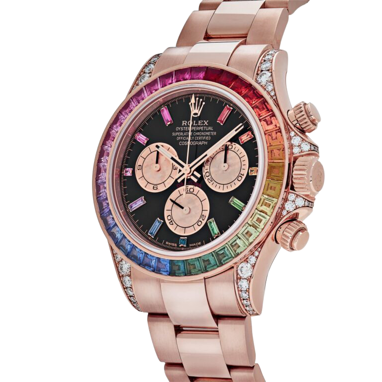 Daytona 116595RBOW Rainbow Rose Gold Black Dial Sapphire Bezel