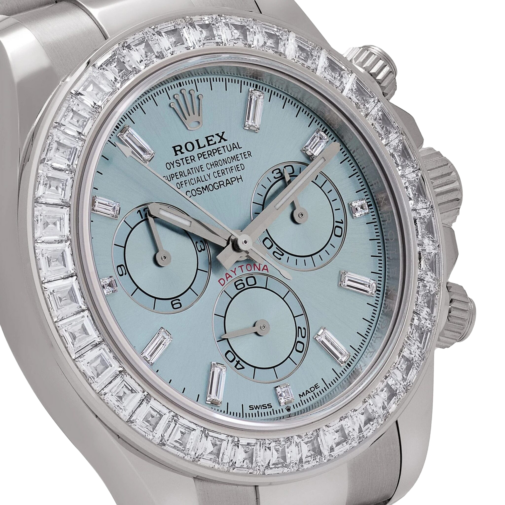 Daytona 126576TBR Platinum Ice Blue Diamond Dial Diamond Bezel