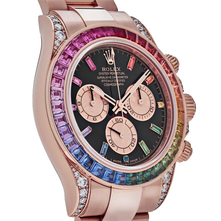 Daytona 116595RBOW Rainbow Rose Gold Black Dial Sapphire Bezel