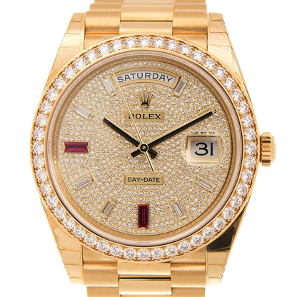 Day-Date 40mm Yellow Gold Diamond Ruby Pave Dial Diamond Bezel 228348RBR