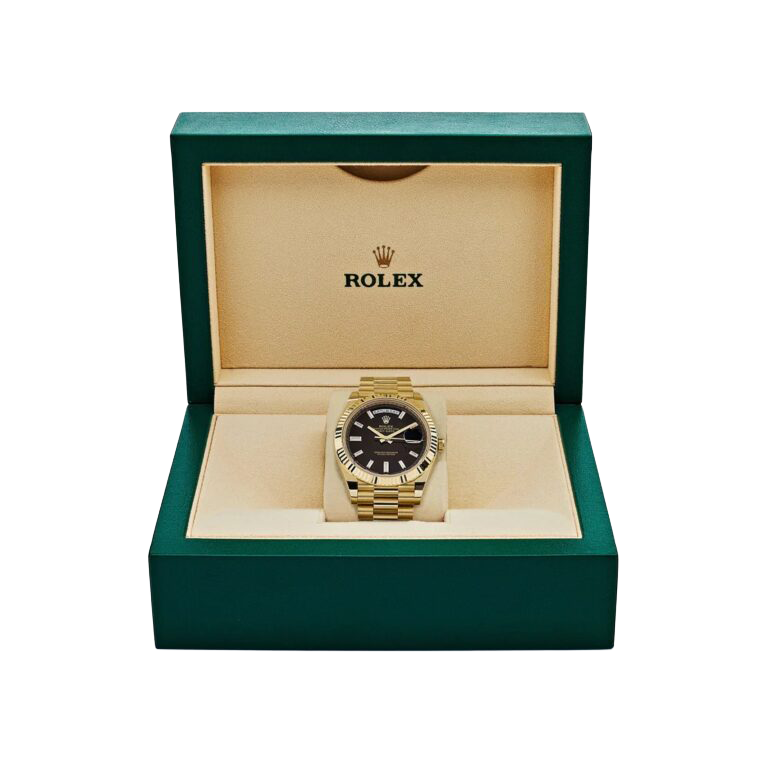 President Day-Date 40mm Black Dial Yellow Gold Diamond Mens Watch 228238