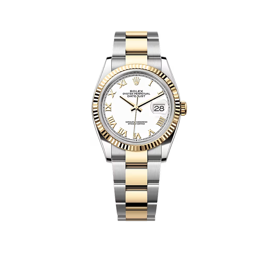 Datejust 36 mm White Dial, Yellow Rolesor 126233-0030