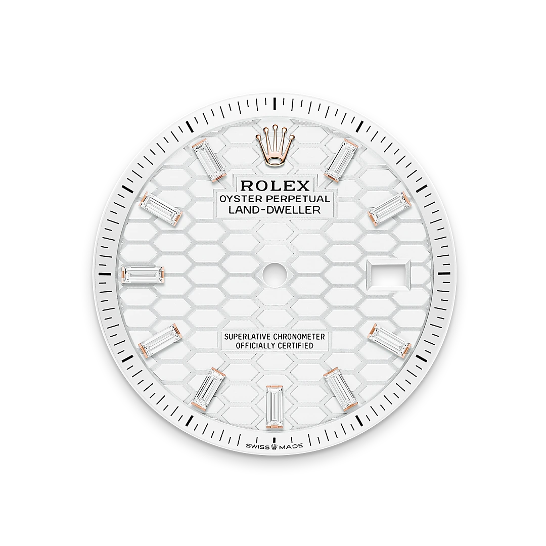Land-Dweller Oyster 40mm Everosegold & Diamonds Intense White Honeycomb Motif Dial  127385TBR-0003
