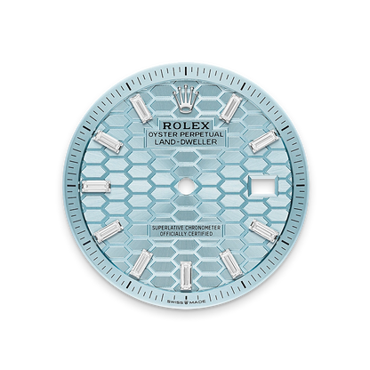 Land-Dweller Oyster 40mm Platinum & Diamonds Ice Blue Honeycomb Motif Dial M127386TBR-0001