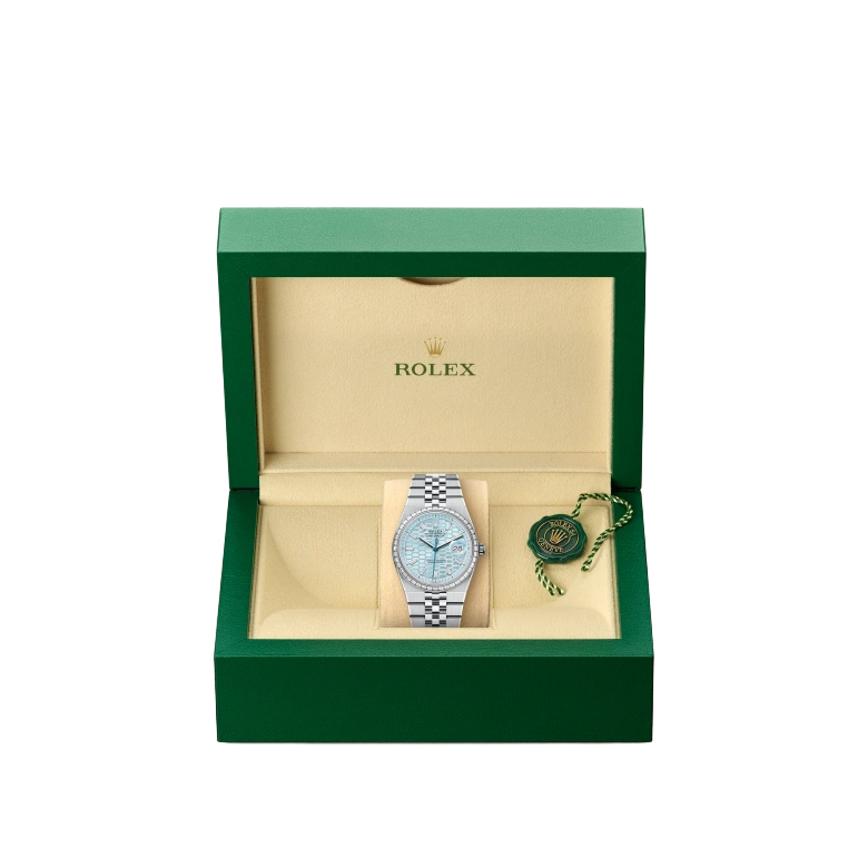 Land-Dweller Oyster 40mm Platinum & Diamonds Ice Blue Honeycomb Motif Dial M127386TBR-0001