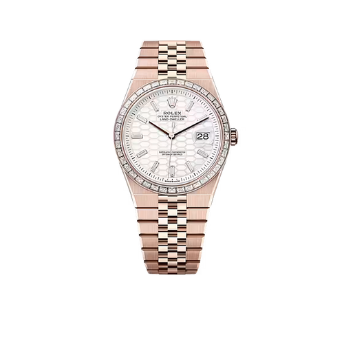 Land-Dweller Oyster 40mm Everosegold & Diamonds Intense White Honeycomb Motif Dial  127385TBR-0003