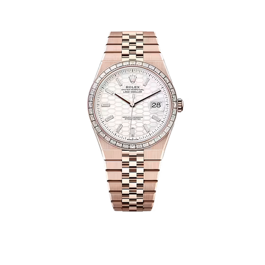 Land-Dweller Oyster 40mm Everosegold & Diamonds Intense White Honeycomb Motif Dial  127385TBR-0003