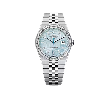 Land-Dweller Oyster 40mm Platinum & Diamonds Ice Blue Honeycomb Motif Dial M127386TBR-0001
