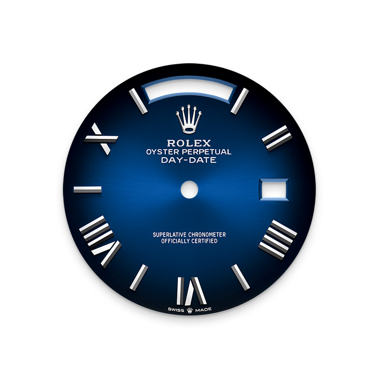 Day-date Oyster Perpetual 40mm White Gold Blue Ombré Dial, Fluted bezel M228239-0076