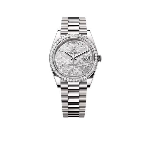 Day-Date 40mm Meteorite Dial, Platinum Diamonds M228349RBR-0040 New