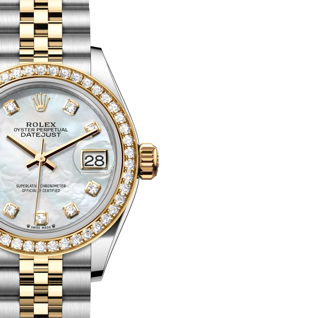 Lady-Datejust 28mm 279383RBR-0019 Oystersteel Mother of Pearl Diamond Dial Diamond Bezel Jubilee