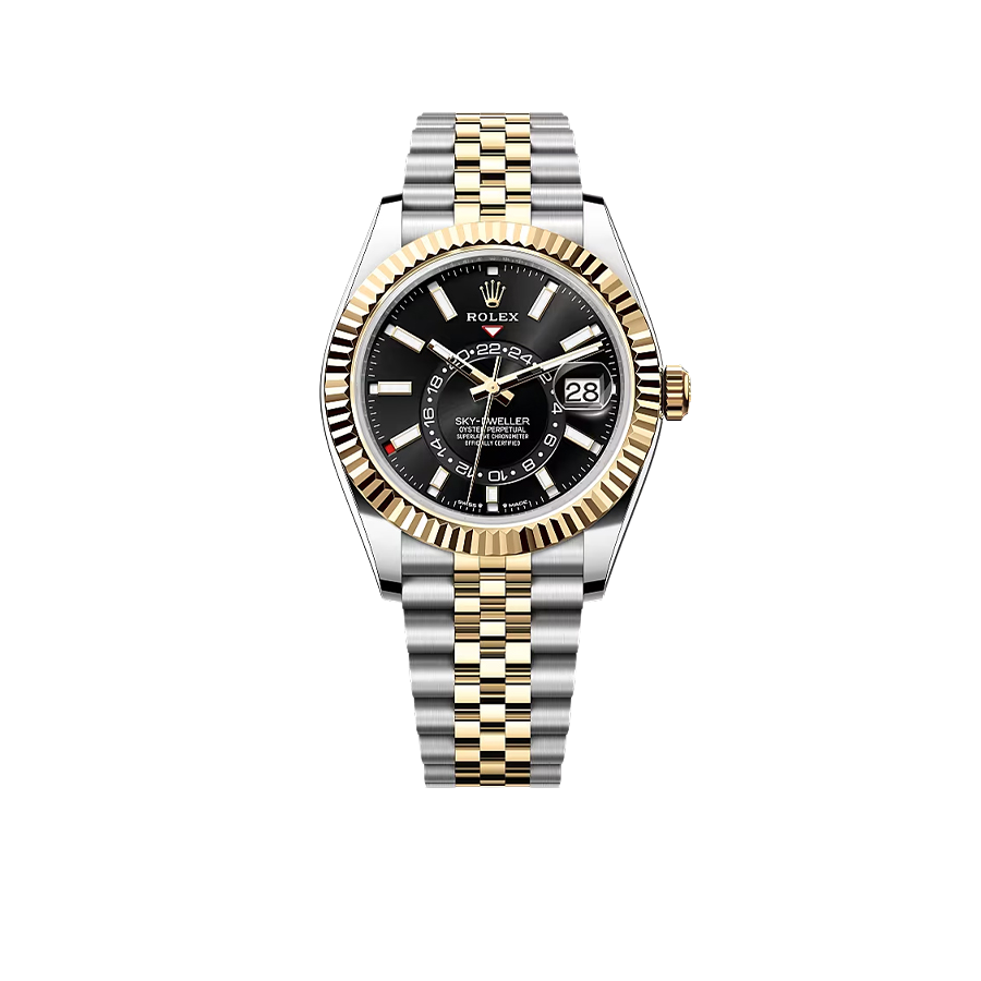 Sky-Dweller 42 mm Oyster, Oystersteel and Yellow Gold 336933 Bright Black