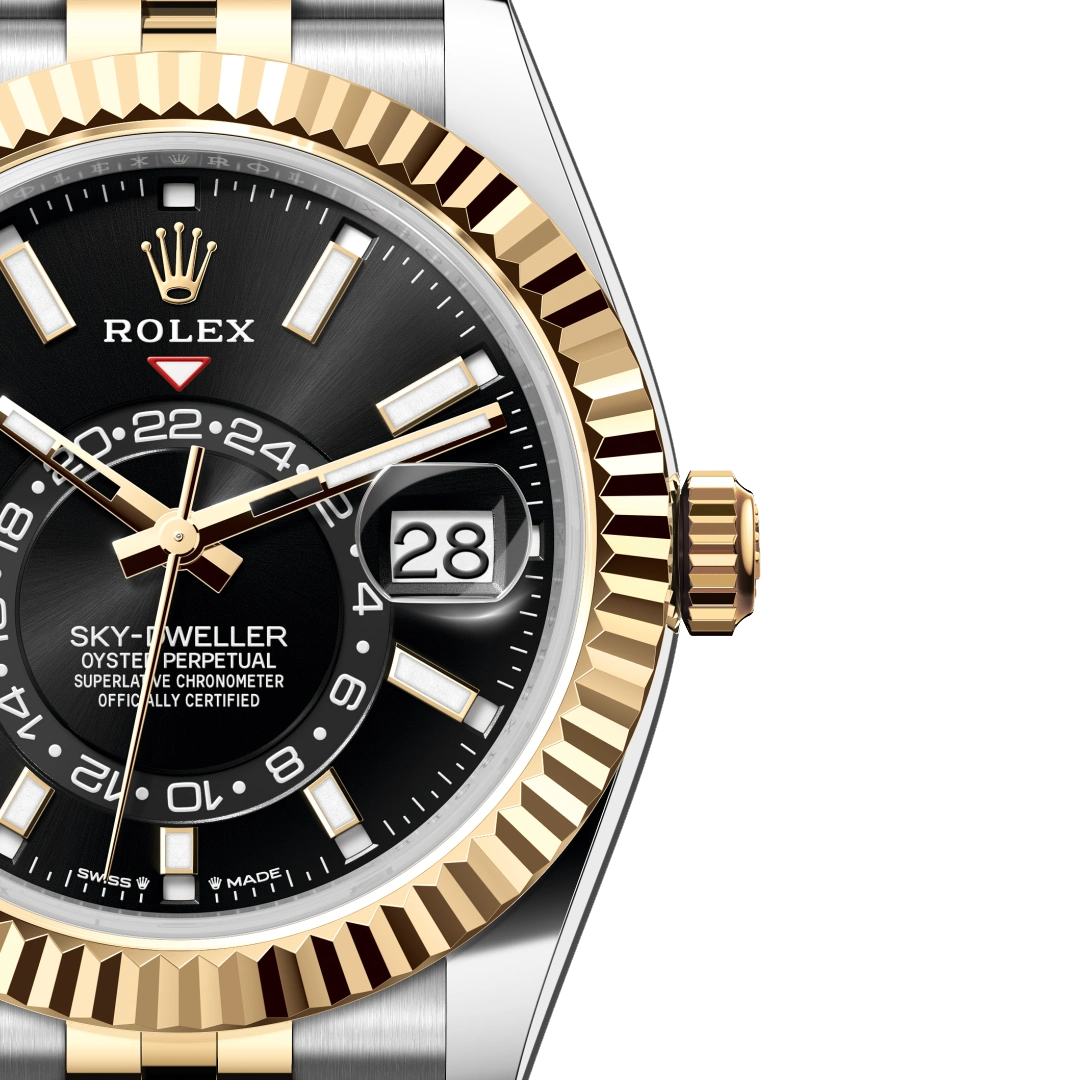 Sky-Dweller 42 mm Oyster, Oystersteel and Yellow Gold 336933 Bright Black