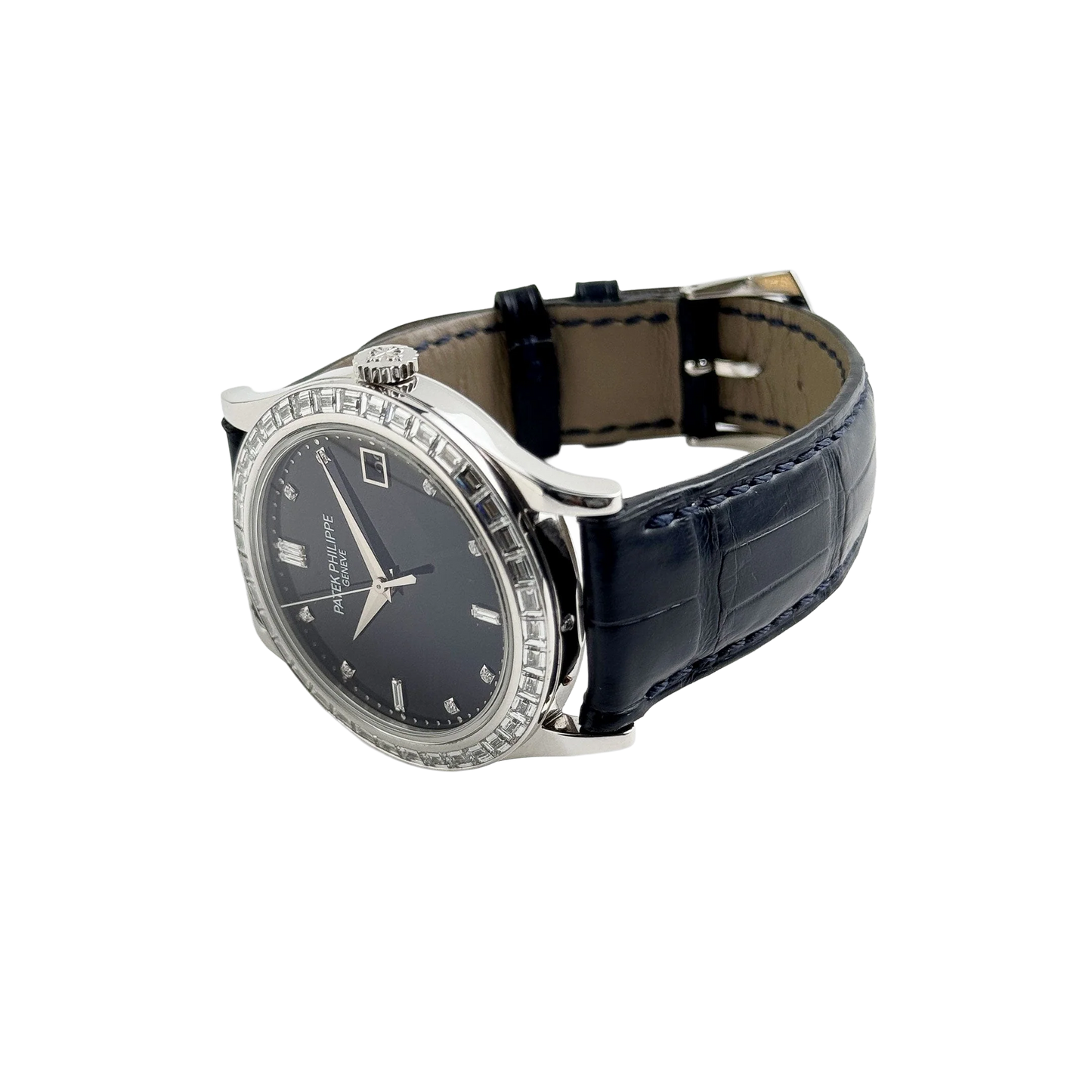 Calatrava 38mm 5298P-012 Platinum Black Diamond Dial Diamond Bezel