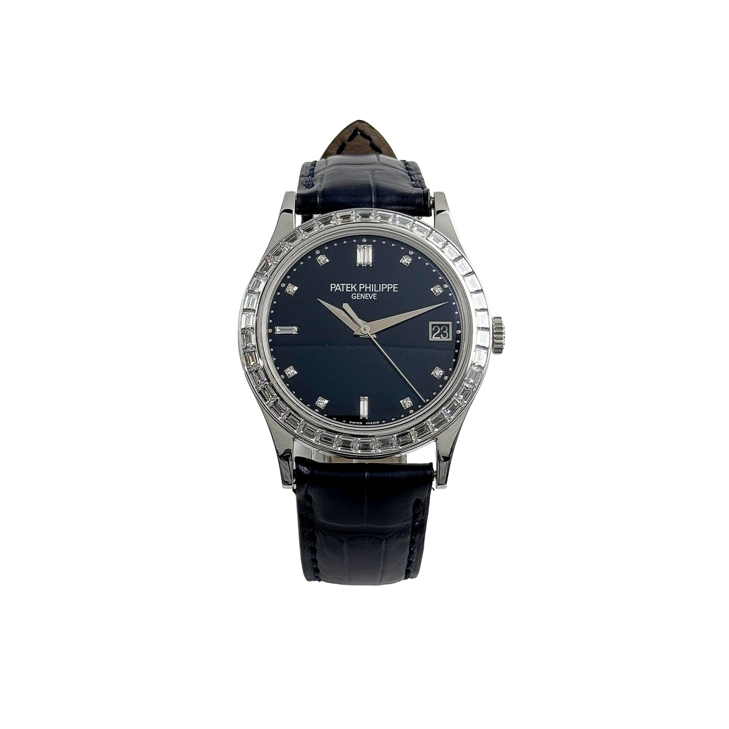 Calatrava 38mm 5298P-012 Platinum Black Diamond Dial Diamond Bezel