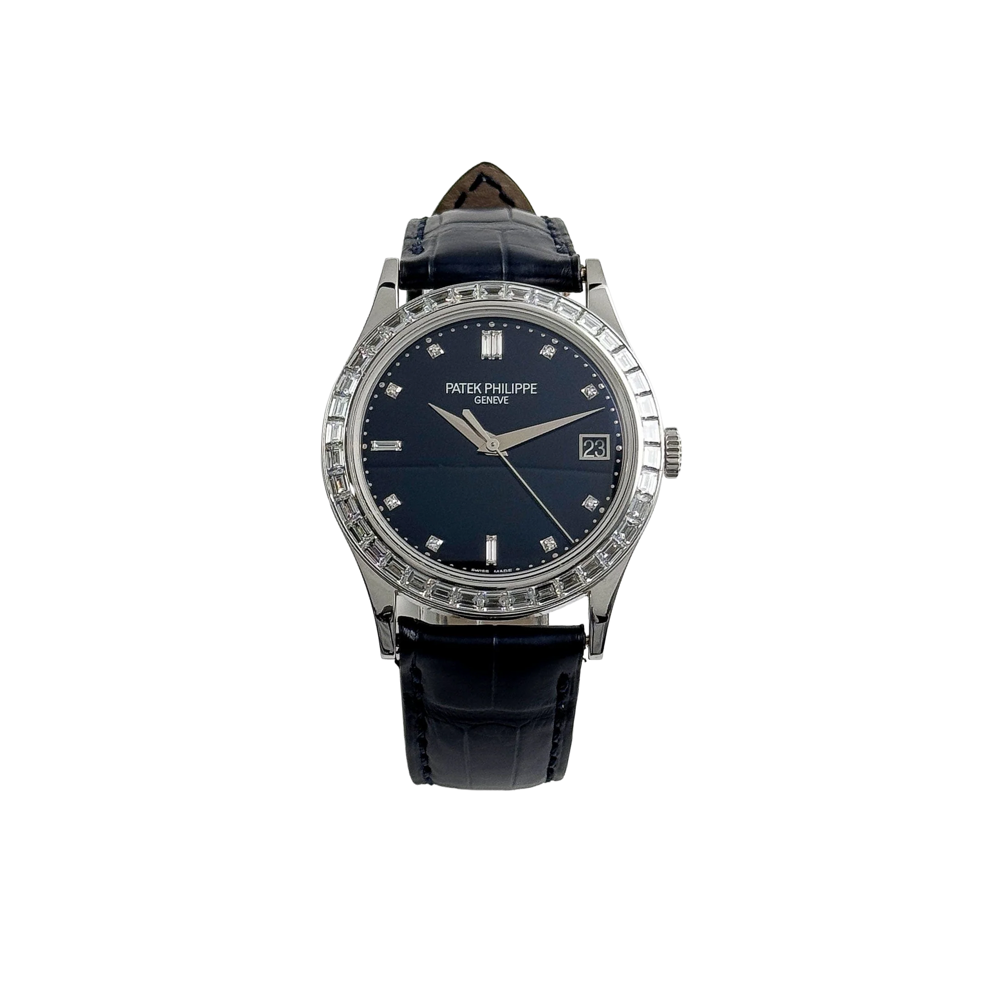 Calatrava 38mm 5298P-012 Platinum Black Diamond Dial Diamond Bezel