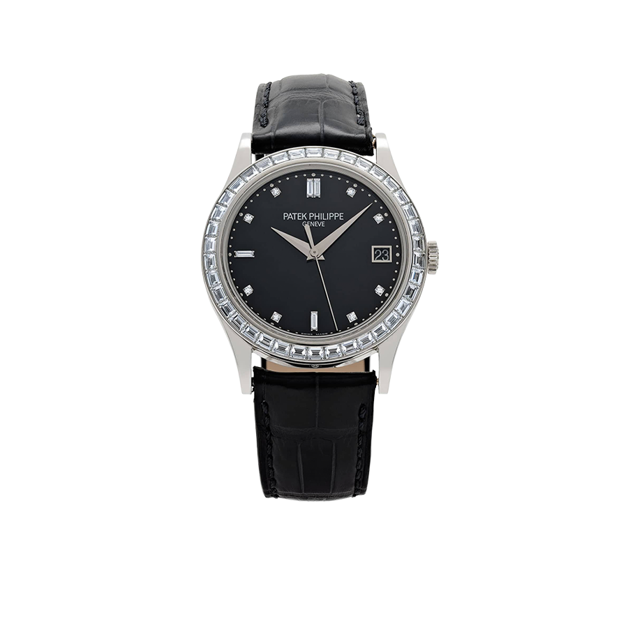 Calatrava 38mm 5298P-012 Platinum Black Diamond Dial Diamond Bezel