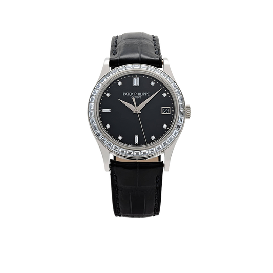 Calatrava 38mm 5298P-012 Platinum Black Diamond Dial Diamond Bezel