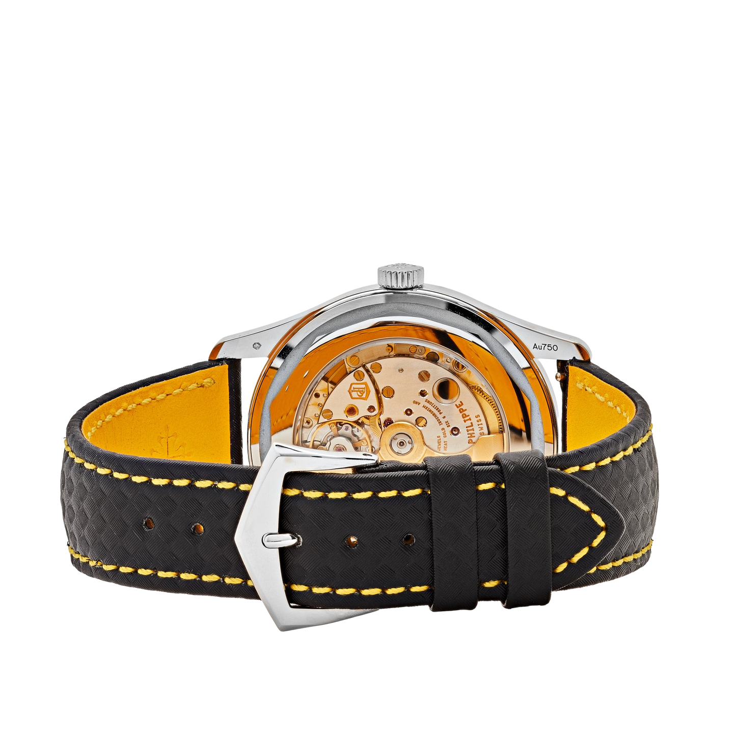 Calatrava 40mm 6007G-001 White Gold Black Dial Yellow Accents