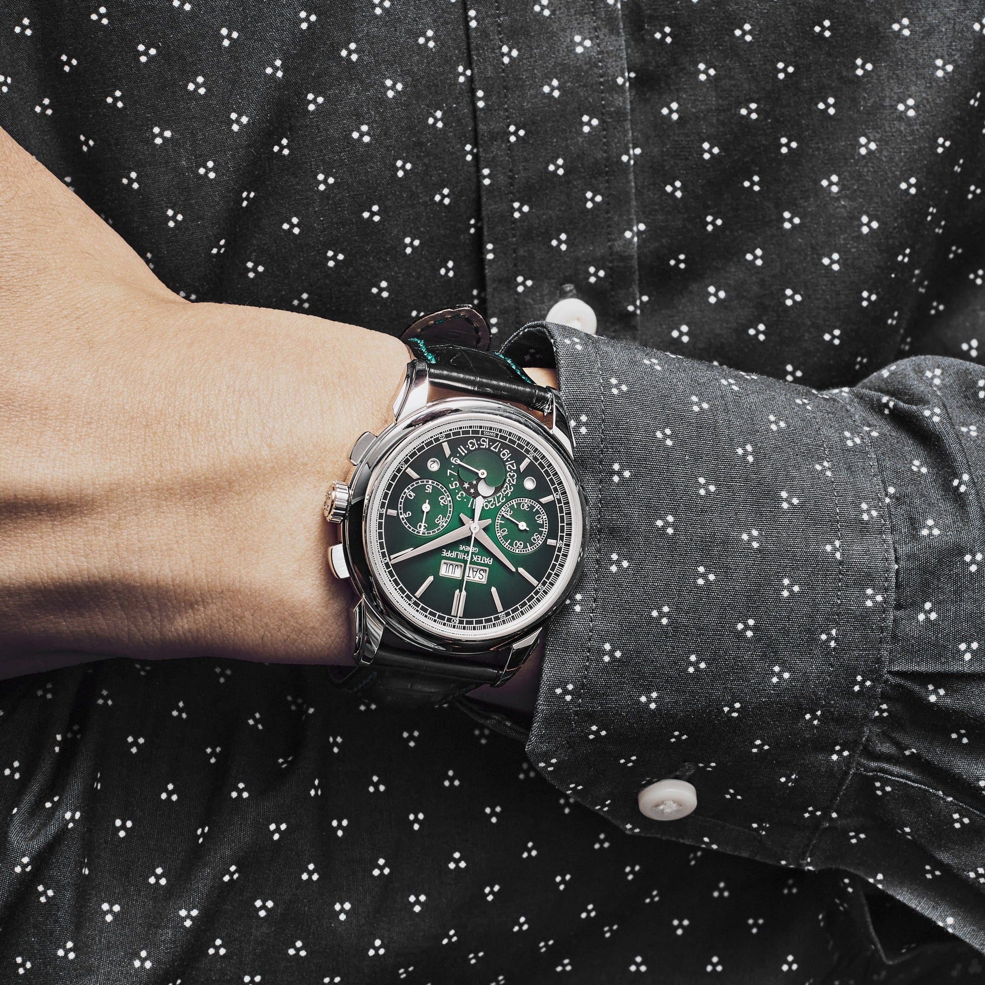 Grand Complications 41mm 5270P-014 Perpetual Calendar Chronograph Platinum Green Dial
