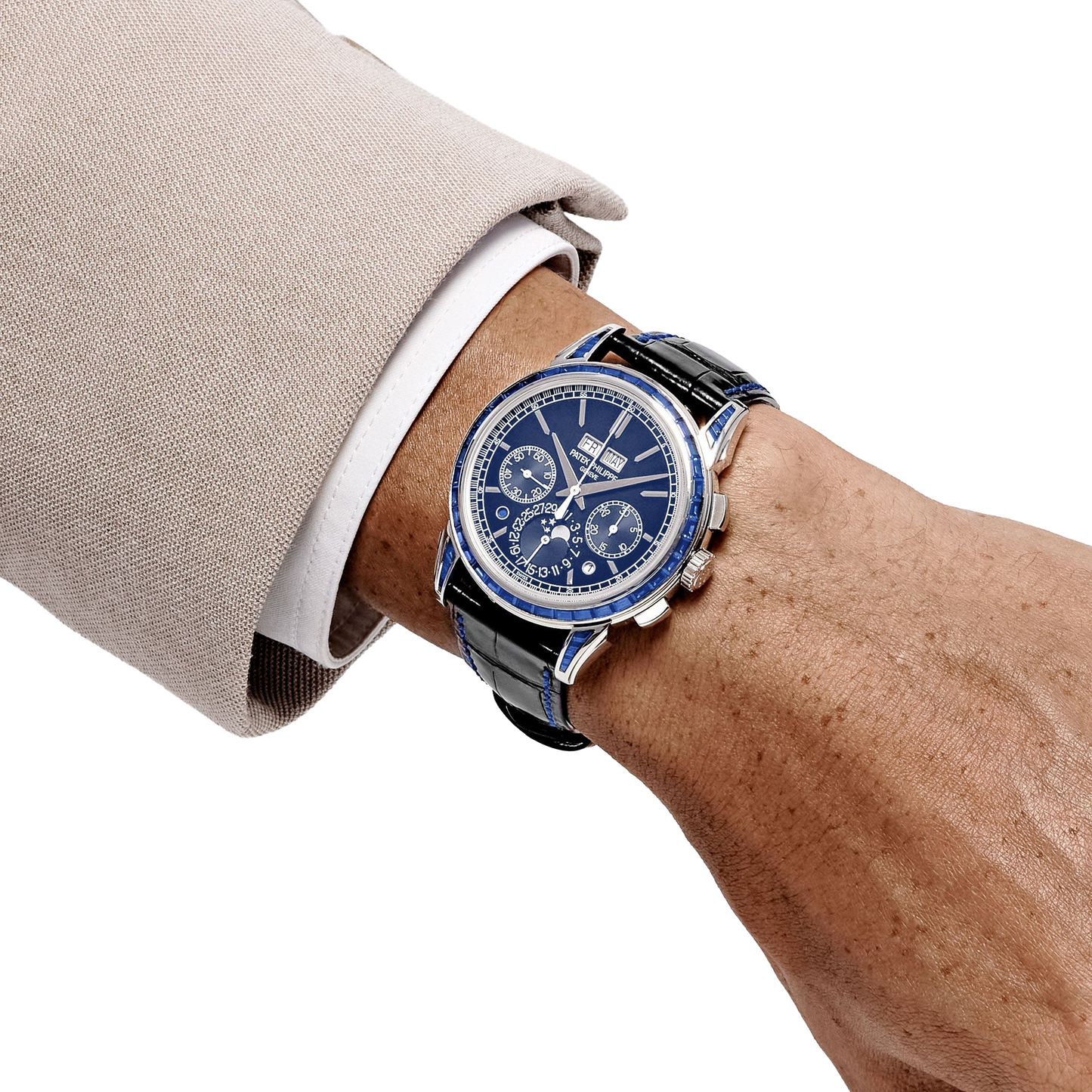 Grand Complications 41mm 5271/11P-010 Perpetual Calendar Chronograph Platinum Baguette Sapphires