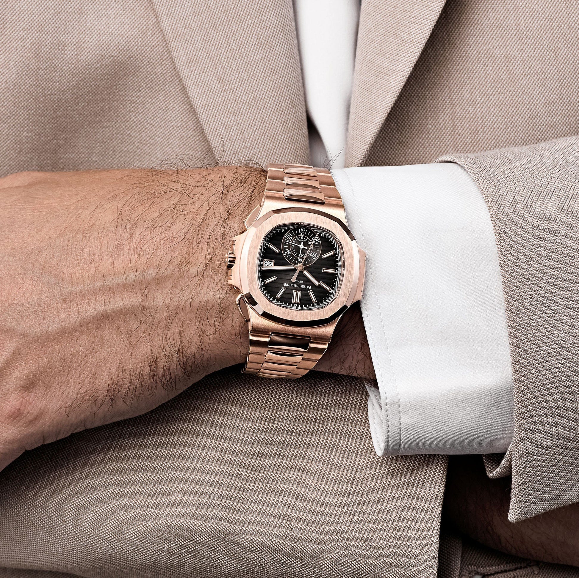 Nautilus 40mm 5980/1R-001 Chronograph Date Rose Gold Black Dial