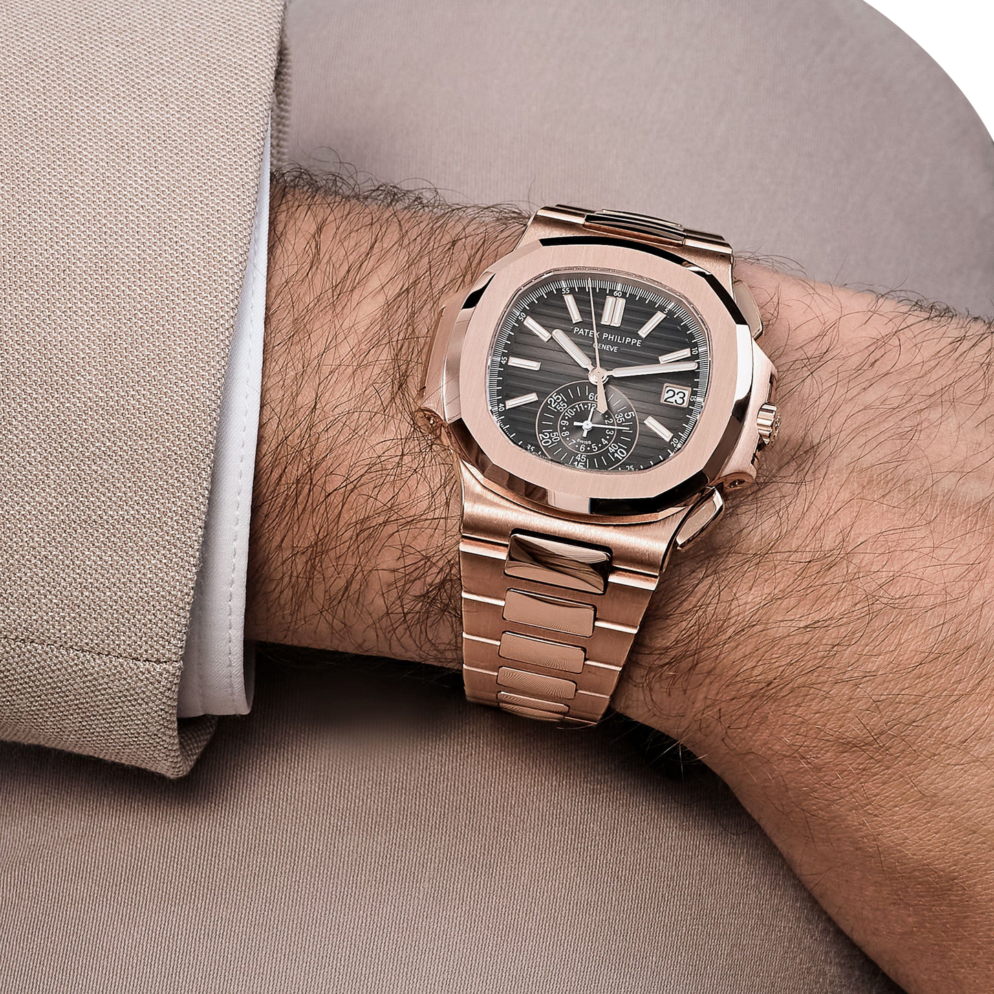 Nautilus 40mm 5980/1R-001 Chronograph Date Rose Gold Black Dial