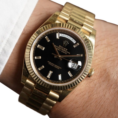 President Day-Date 40mm Black Dial Yellow Gold Diamond Mens Watch 228238