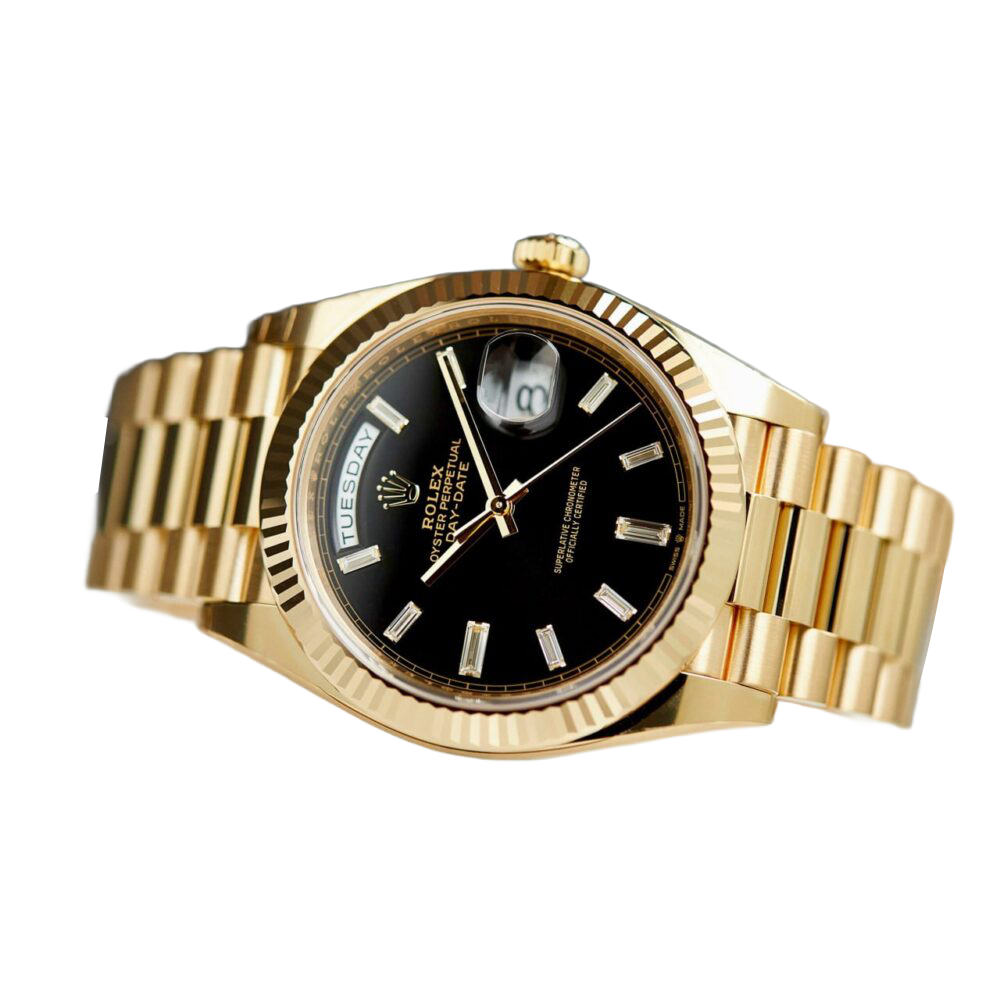 President Day-Date 40mm Black Dial Yellow Gold Diamond Mens Watch 228238