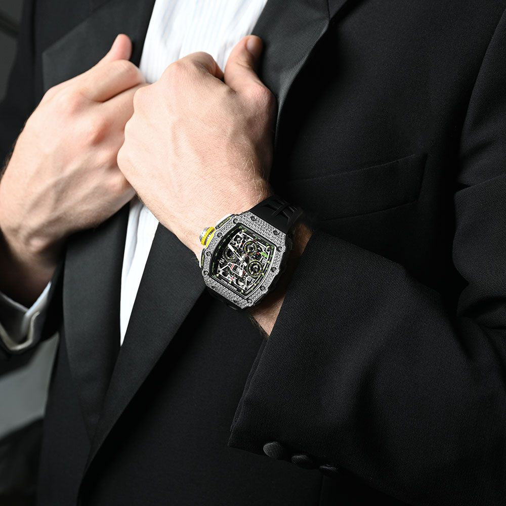 Chronograph &amp; 18K White Gold - Diamond Bezel - Skeleton Dial 50 mm