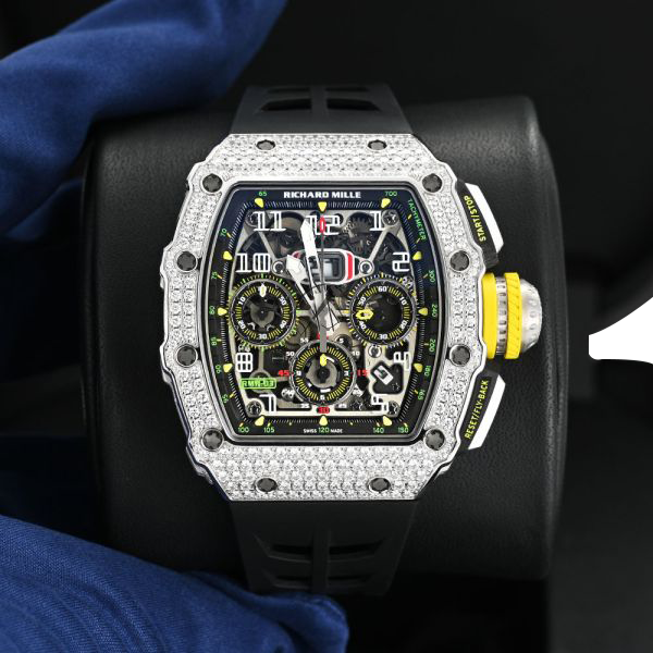 Chronograph &amp; 18K White Gold - Diamond Bezel - Skeleton Dial 50 mm