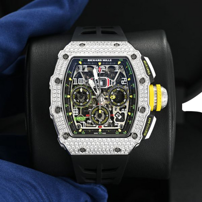 Chronograph &amp; 18K White Gold - Diamond Bezel - Skeleton Dial 50 mm
