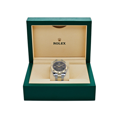 Datejust 41mm Yellow Gold Stainless Steel Wimbledon Slate Dial Oyster 126333