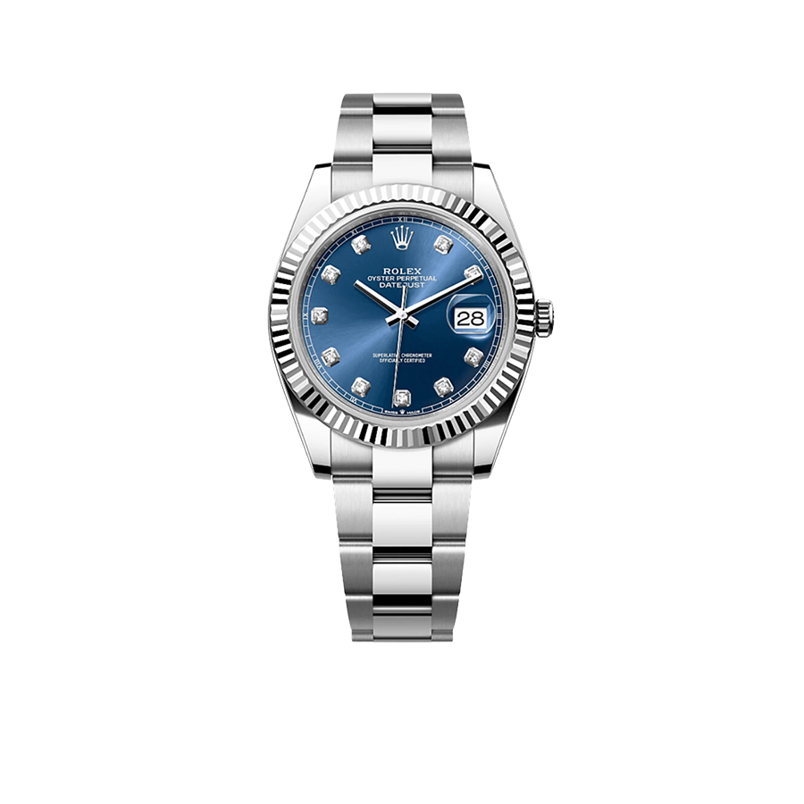 Datejust 41mm Oystersteel and white gold, blue and diamond-set dial 126334-0015