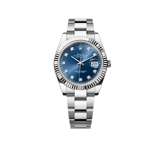 Datejust 41mm Oystersteel and white gold, blue and diamond-set dial 126334-0015