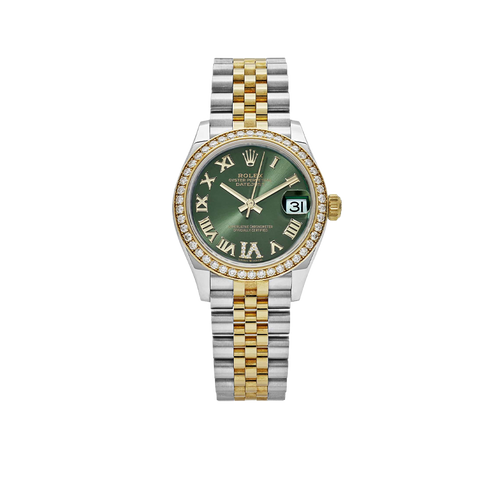 Lady-Datejust 31mm 278383RBR Yellow Gold Stainless Steel Green Roman Dial Diamond Bezel