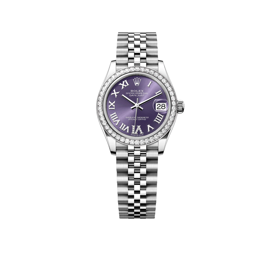 Lady-Datejust 31mm 278384RBR Stainless Steel Diamond Bezel Violet Roman Dial Jubilee