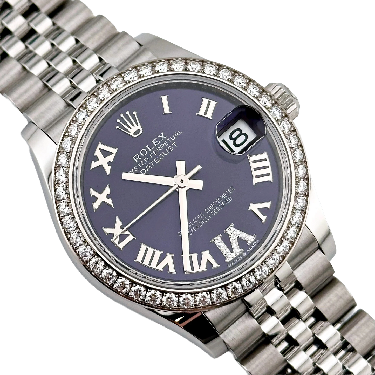 Lady-Datejust 31mm 278384RBR Stainless Steel Diamond Bezel Violet Roman Dial Jubilee