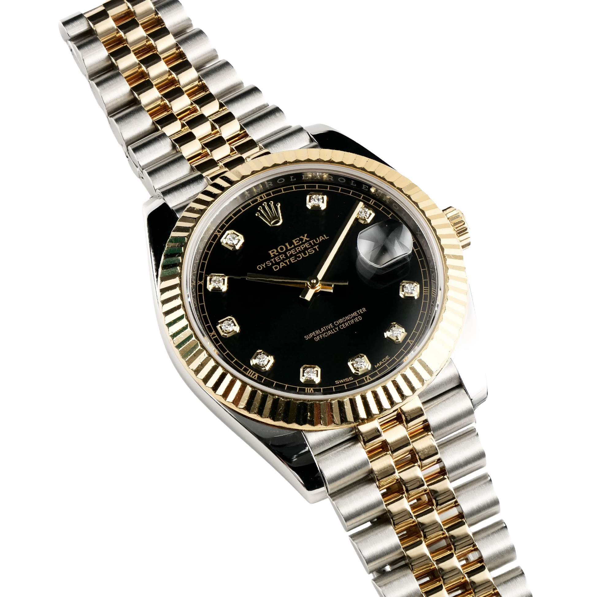 Datejust 41mm Stainless Steel Yellow Gold Black Diamond Dial Jubilee 126333-006