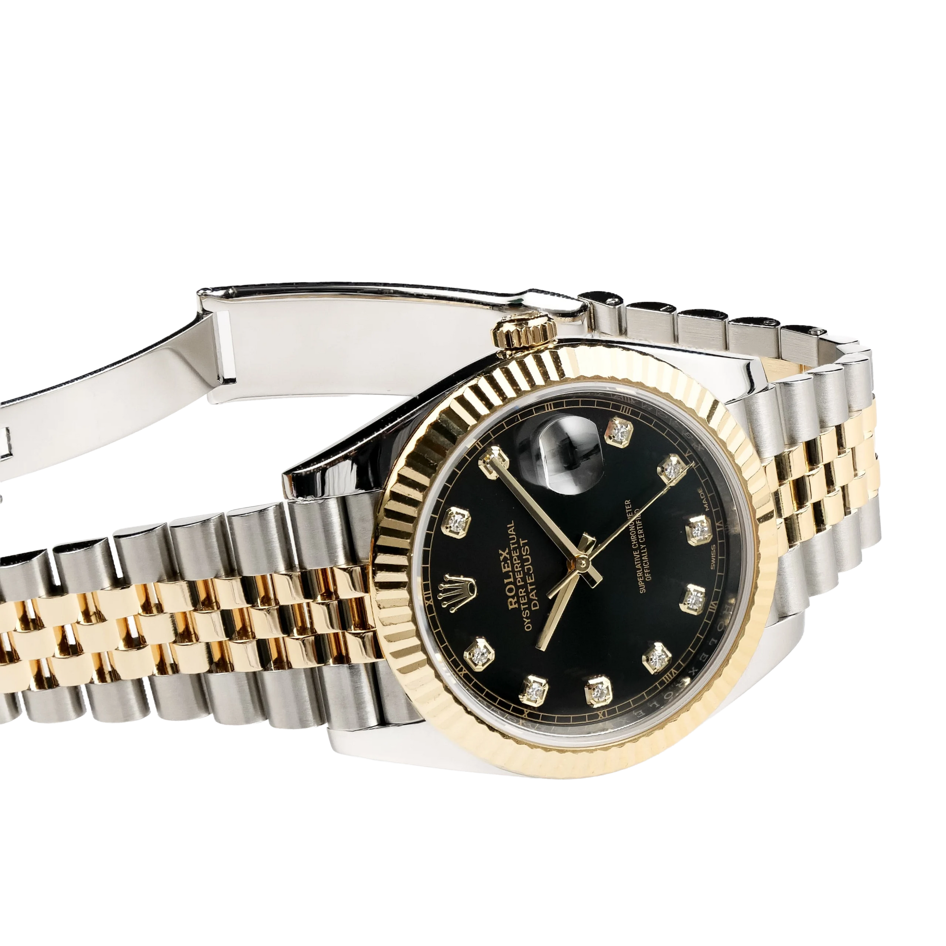 Datejust 41mm Stainless Steel Yellow Gold Black Diamond Dial Jubilee 126333-006
