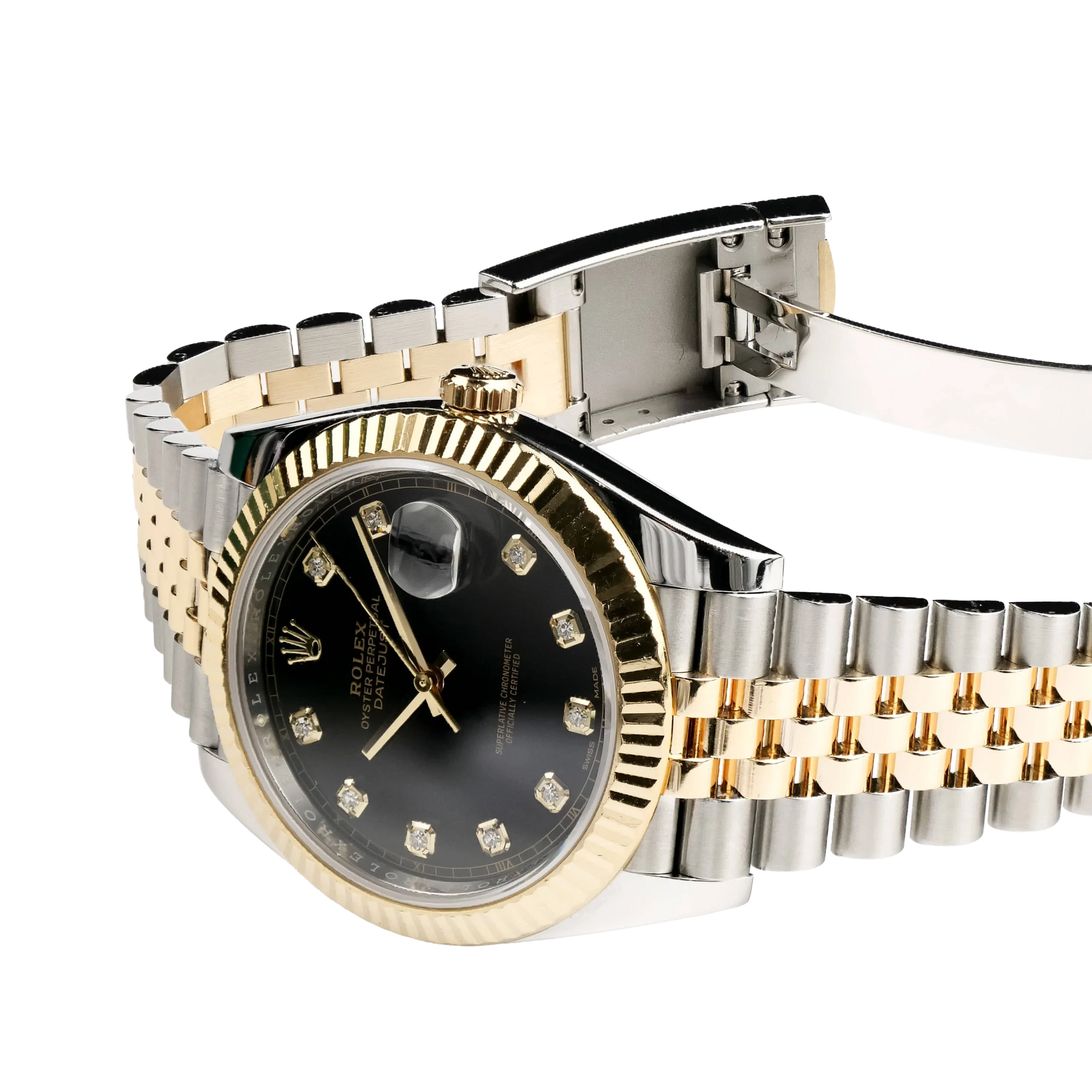Datejust 41mm Stainless Steel Yellow Gold Black Diamond Dial Jubilee 126333-006