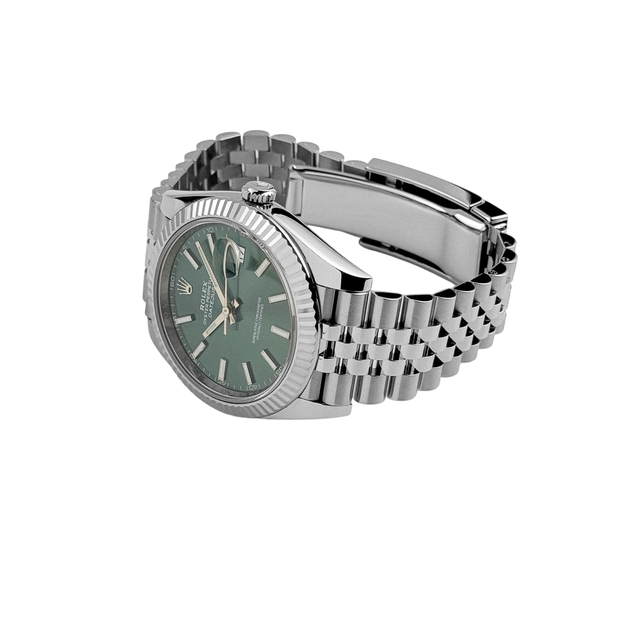 Datejust 41mm Steel White Gold Mint Green Dial Mens Watch 126334-0028