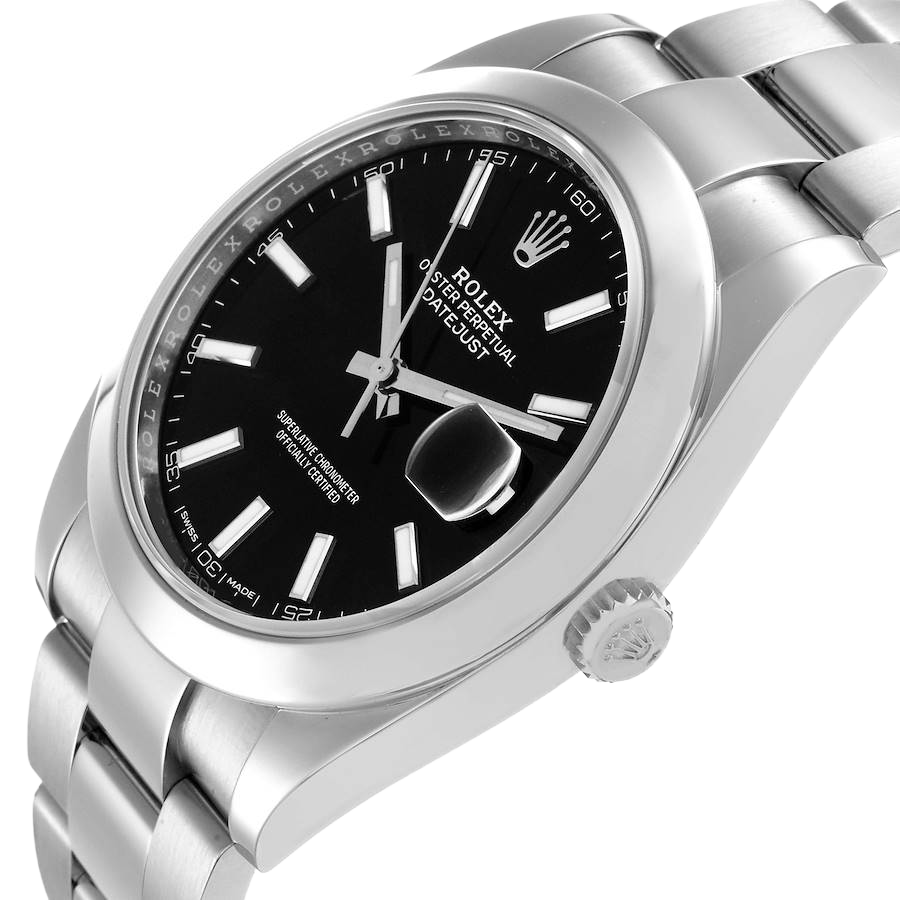 Datejust 41mm Black Dial Smooth Bezel Steel Mens Watch 126300