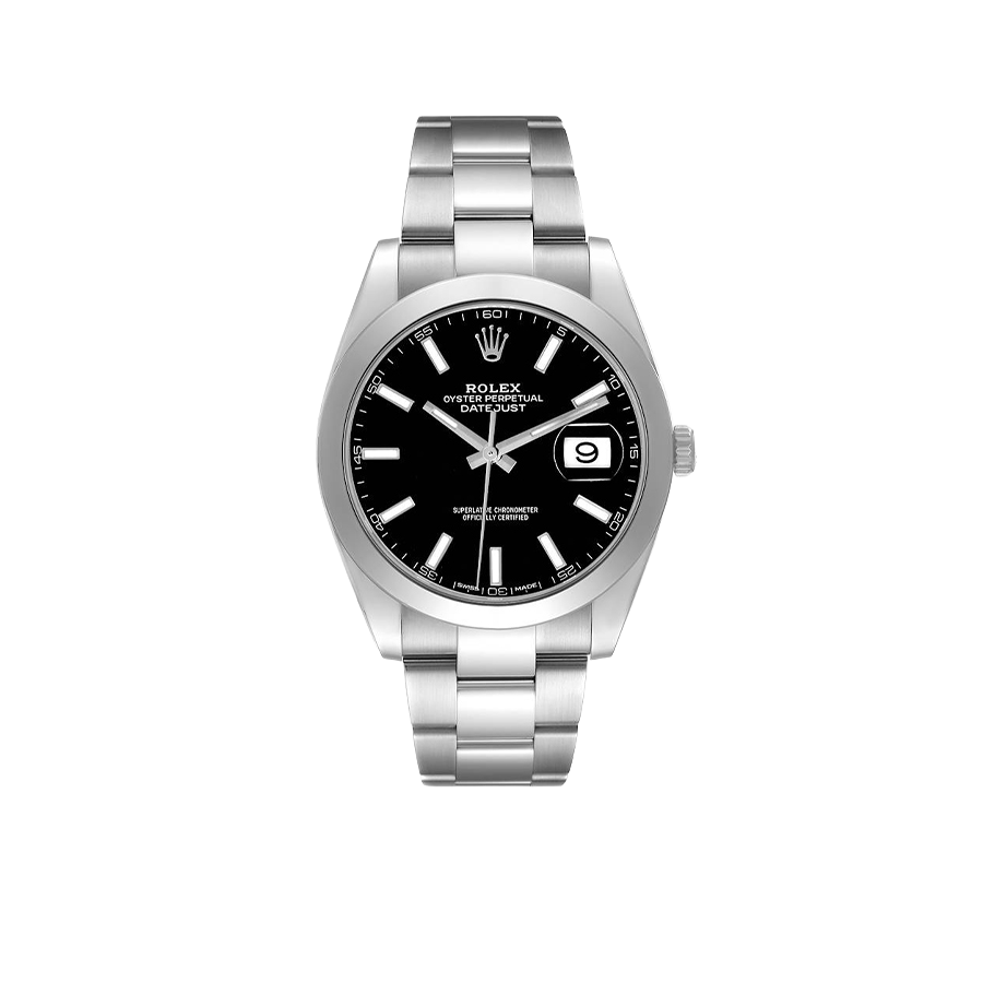 Datejust 41mm Black Dial Smooth Bezel Steel Mens Watch 126300