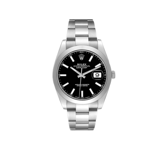 Datejust 41mm Black Dial Smooth Bezel Steel Mens Watch 126300