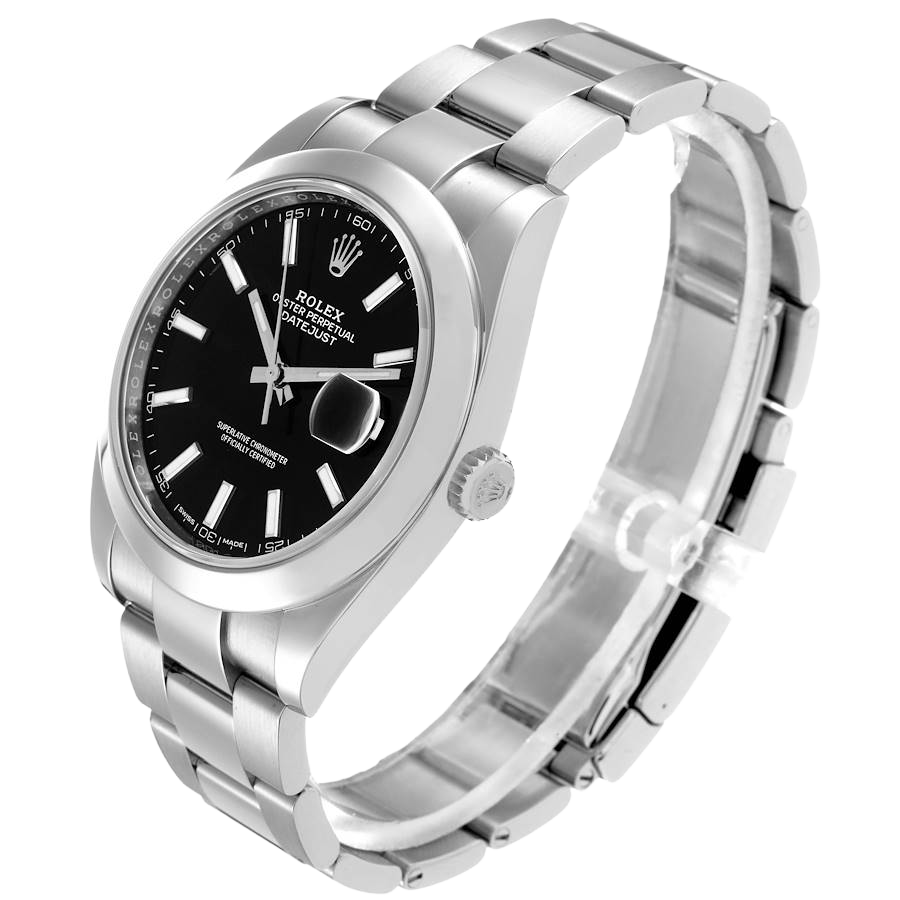 Datejust 41mm Black Dial Smooth Bezel Steel Mens Watch 126300